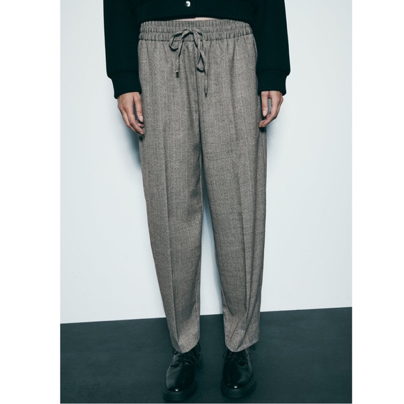 Zara Barrel Fit Elastic Waistband Pants - Picture 2 of 6
